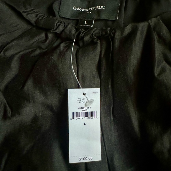 Banana Republic Black Puff Sleeve Shirred Blouse (large) - Picture 3 of 4